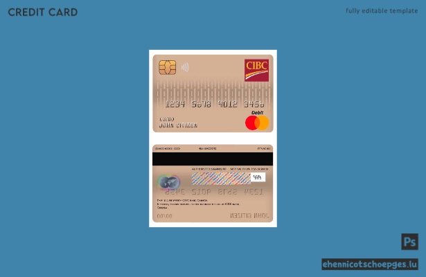 Beispielvorschau der CIBC Bank Mastercard Debitkarte (Kanada)